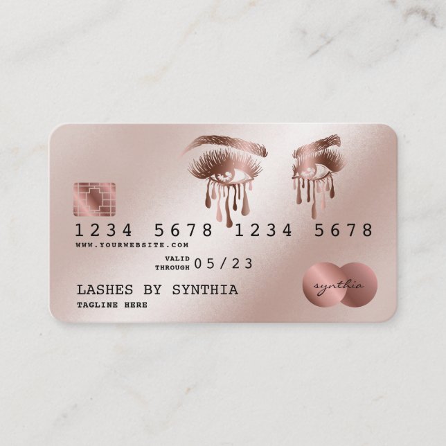 Credit Card Styled Rose Gold Long Lash eye drips (Front)