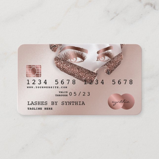 Credit Card Styled Rose Gold Long Lash thorn paper (Front)