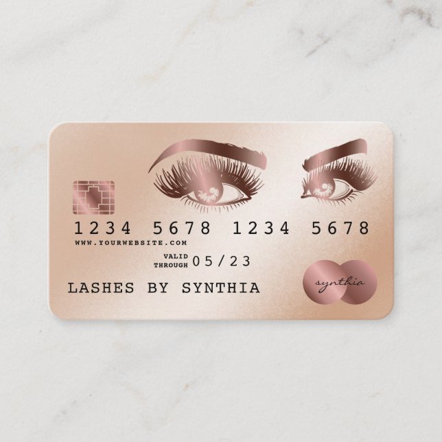 Credit Card Styled Rose Gold Long Lashes (Front)