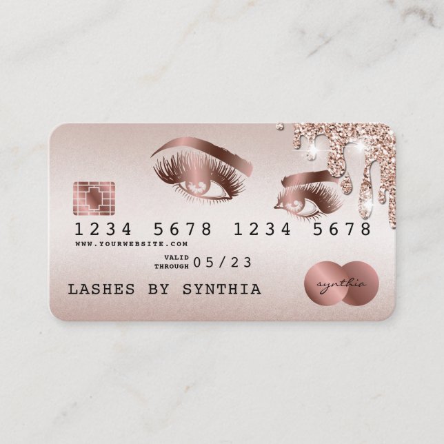 Credit Card Styled Rose Gold Long Lashes (Front)