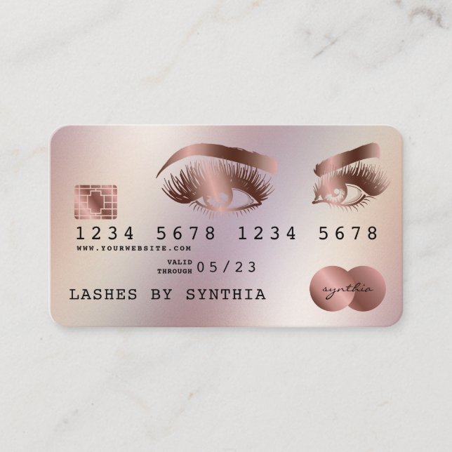 Credit Card Styled Rose Gold Long Lashes (Front)