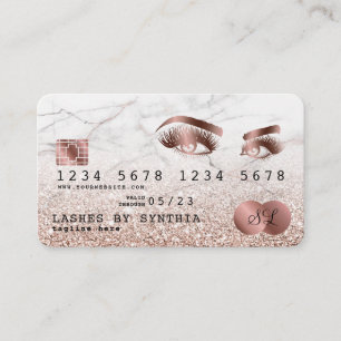 Credit Card Styled Rose Gold Long Lashes Marble