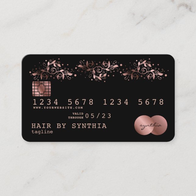 Credit Card Styled Rose Gold Ornate (Front)