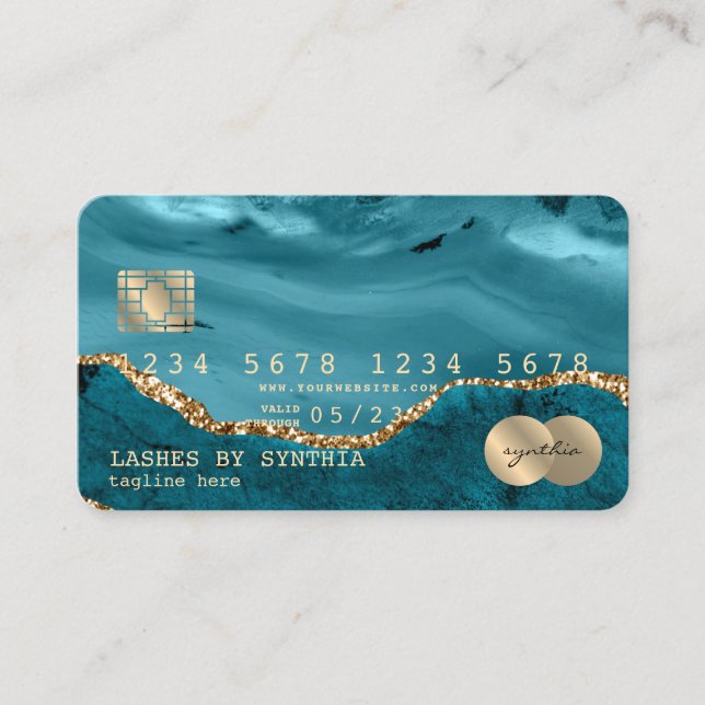 Credit Card Styled Teal Agate add logo (Front)