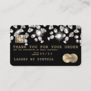 Credit Card Thank You Card Dripping Diamonds