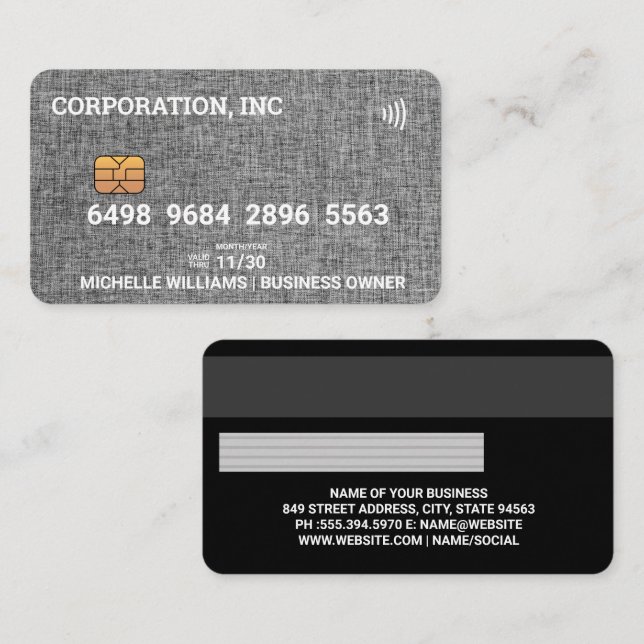 Credit | Debit Card | Grey Fabric (Front/Back)