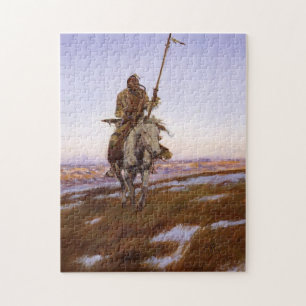 Cree Indian Charles M Russell Native American Art Jigsaw Puzzle