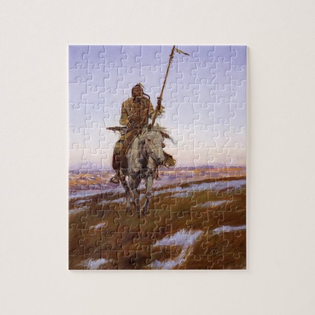 Cree Indian Charles M Russell  Native American Art Jigsaw Puzzle (Vertical)