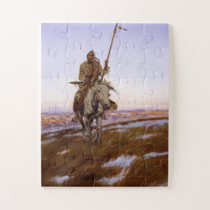 Cree Indian Charles M Russell  Native American Art Jigsaw Puzzle