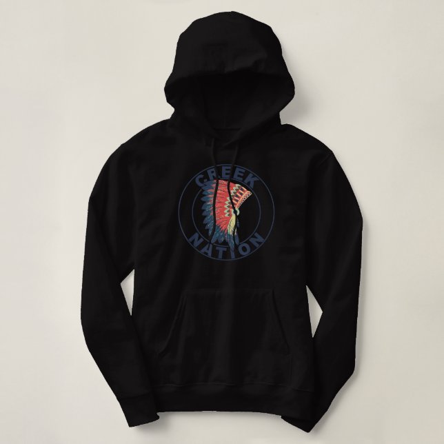 Creek Nation Headdress Proud Native American Creek Hoodie (Design Front)
