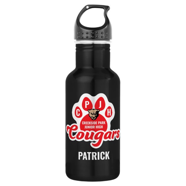 Creekside Park Jr. High Cougar Paw Mascot 532 Ml Water Bottle (Front)