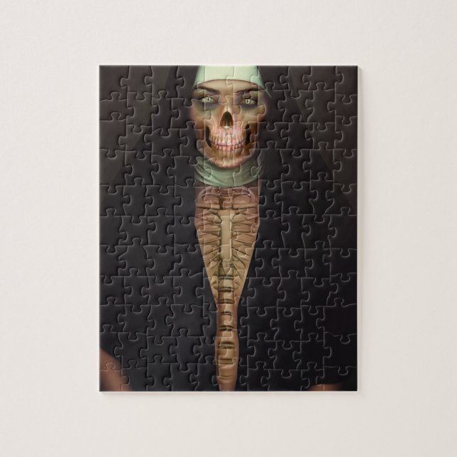 Creep Horror Nun Lady Skull Skeleton Jigsaw Puzzle (Vertical)