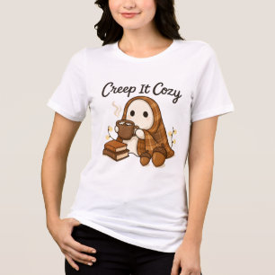 Creep It Cosy Ghost Cute Fall Halloween Tri-Blend Shirt