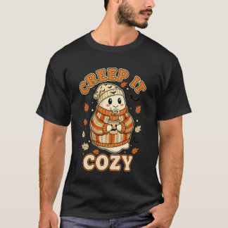 Creep It Cozy Halloween Ghost Pumpkin Spice Fall T-Shirt