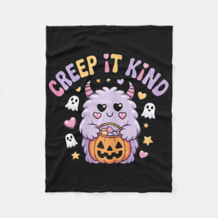 Creep It Kind Cute Monster Halloween Funny Fleece Blanket