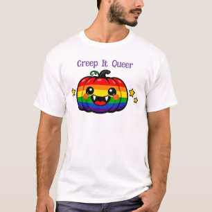 🦇🌈Creep It Queer Rainbow Pumpkin T-Shirt
