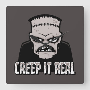 Creep It Real Classic Horror Frankenstein Design Square Wall Clock