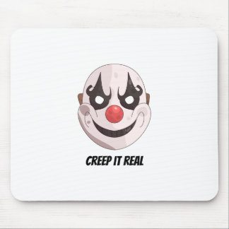 Creep It Real Creepy Clown Mask Halloween Graphic Mouse Mat