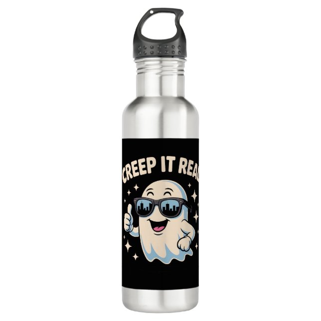 Creep It Real, Cute Halloween Ghost 710 Ml Water Bottle (Front)