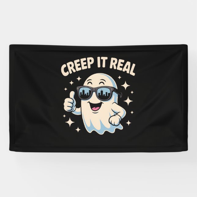 Creep It Real, Cute Halloween Ghost Banner (Horizontal)