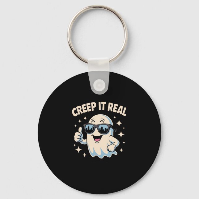 Creep It Real, Cute Halloween Ghost Key Ring (Front)