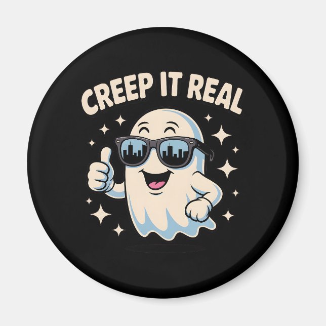 Creep It Real, Cute Halloween Ghost Magnet (Front)