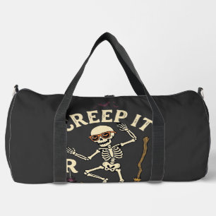 Creep It Real Dancing Skeleton Pumpkin Broom_1 Duffle Bag
