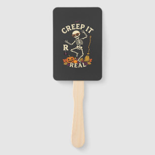 Creep It Real Dancing Skeleton Pumpkin Broom_1 Hand Fan