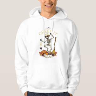 Creep It Real Dancing Skeleton Pumpkin Broom_1 Hoodie