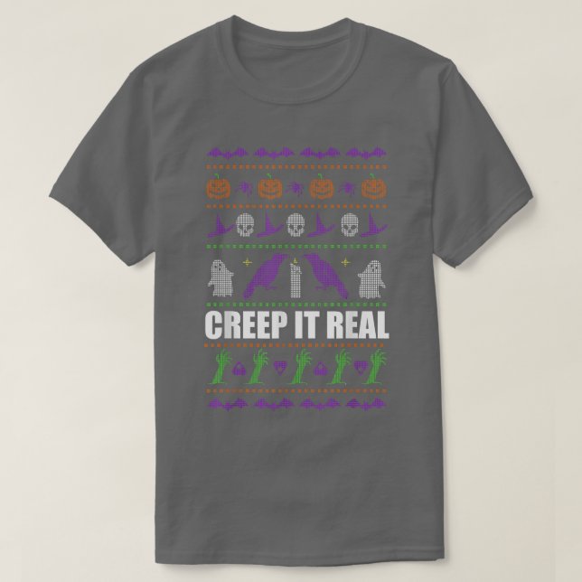 CREEP IT REAL Fun Ugly Halloween Sweater Design Sp (Design Front)