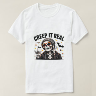 Creep It Real Funny Cool Skeleton Halloween T-Shirt