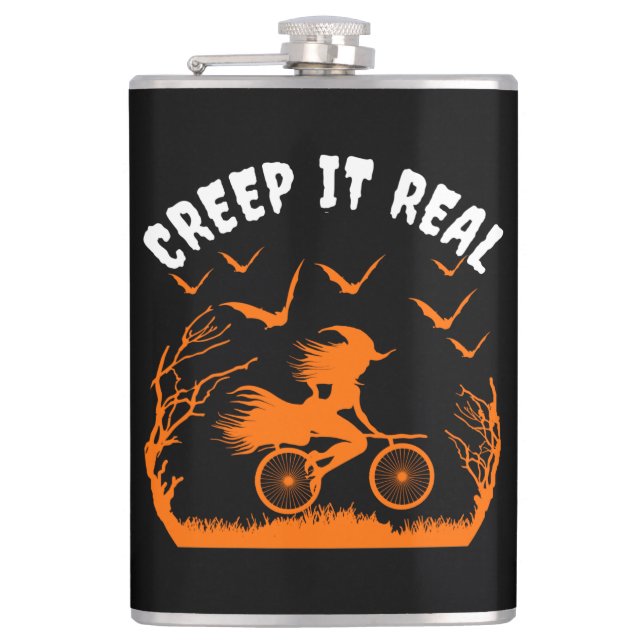 CREEP IT REAL FUNNY SARCASM HIP FLASK (Front)
