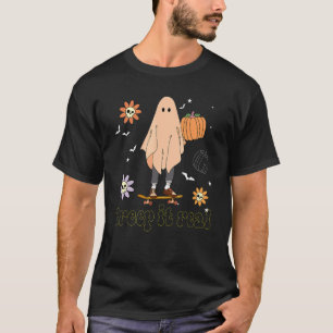 Creep It Real Ghost Boy Retro Halloween Skateboard T-Shirt