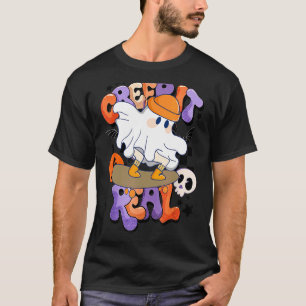 Creep It Real Ghost Boy Vintage Retro Halloween Fa T-Shirt