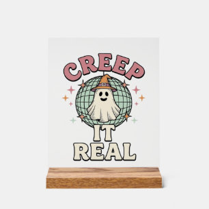 Creep It Real Ghost Disco Halloween Shirt Design_1 Acrylic Sign