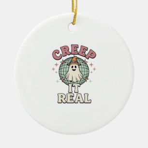 Creep It Real Ghost Disco Halloween Shirt Design_1 Ceramic Tree Decoration