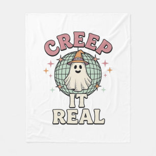 Creep It Real Ghost Disco Halloween Shirt Design_1 Fleece Blanket