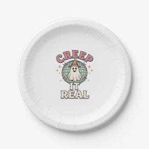 Creep It Real Ghost Disco Halloween Shirt Design_1 Paper Plate