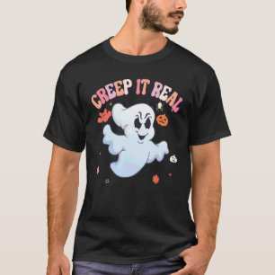 Creep It Real Ghost Kids Boys Girls Halloween Cost T-Shirt