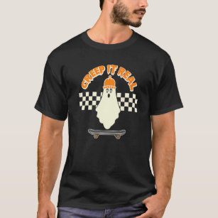 Creep It Real  Ghost Skater Boy Skateboard  Beanie T-Shirt