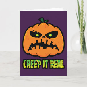 Creep It Real Grumpy Halloween Pumpkin Card