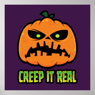 Creep It Real Grumpy Halloween Pumpkin Poster