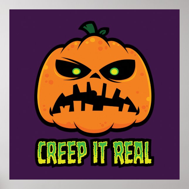 Creep It Real Grumpy Halloween Pumpkin Poster (Front)