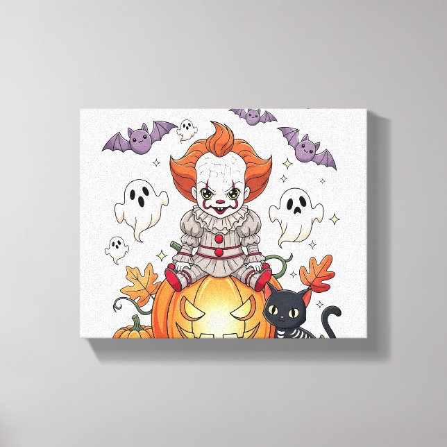 Creep It Real Halloween Clown Canvas Print (Front)