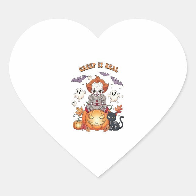 Creep It Real Halloween Clown Heart Sticker (Front)