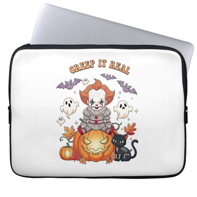 Creep It Real Halloween Clown Laptop Sleeve (Front)
