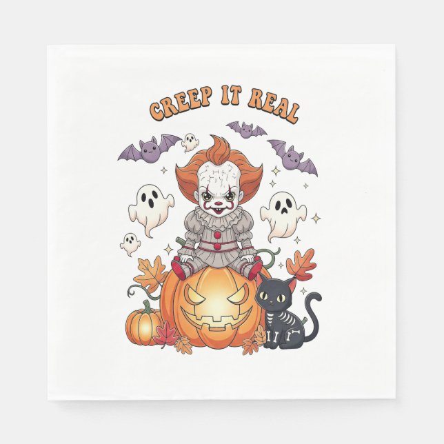 Creep It Real Halloween Clown Napkin (Front)