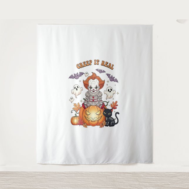 Creep It Real Halloween Clown Tapestry (Front)