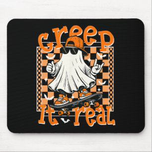 Creep It Real Halloween Cool Ghost Skateboarding B Mouse Mat