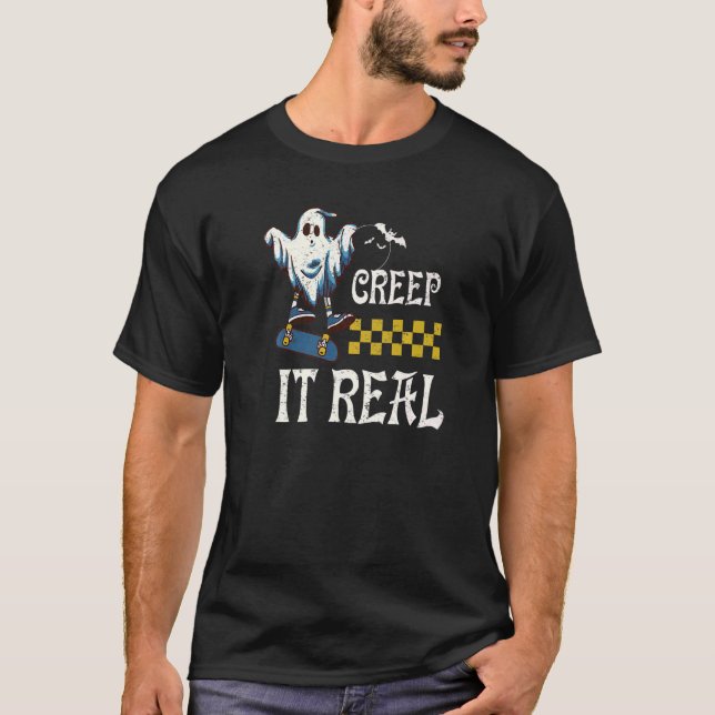 Creep It Real Halloween Creepin Ghost Boy Girl Ska T-Shirt (Front)